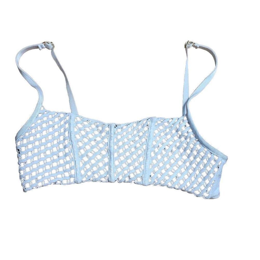 Beach bunny bikini top white fishnet fits Sz S